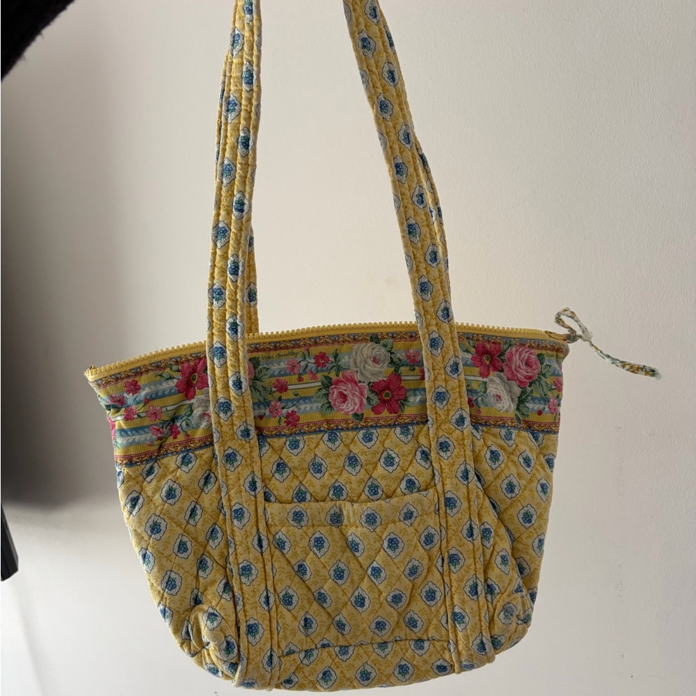 Yellow Floral Patterned Quilted Tote Bag Vera Bradley